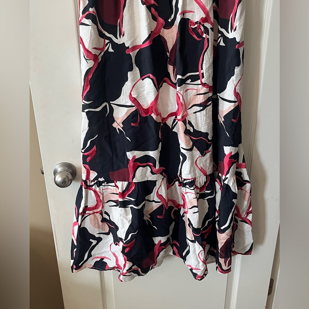 New! Nine West Chic Black and Pink Patterned Maxi Dress Women’s Size Large - Picture 7 of 16